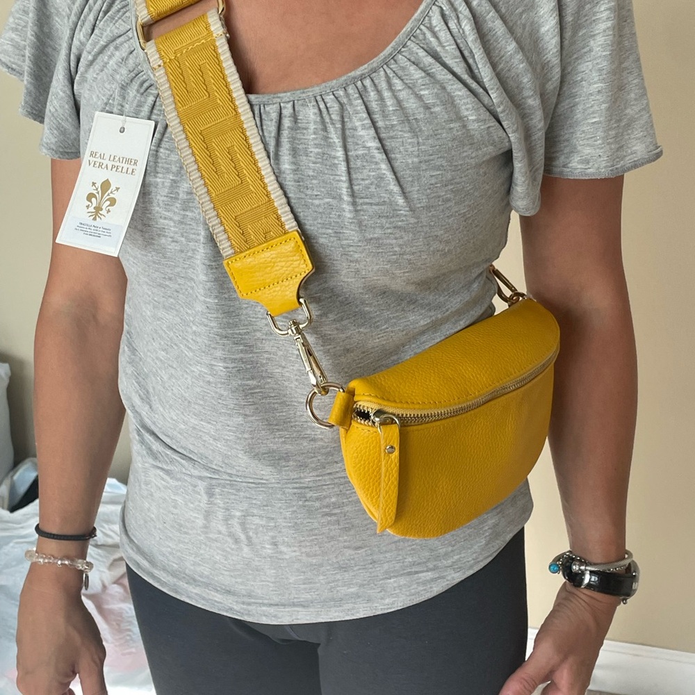 Yellow Leather Crossbody Bag